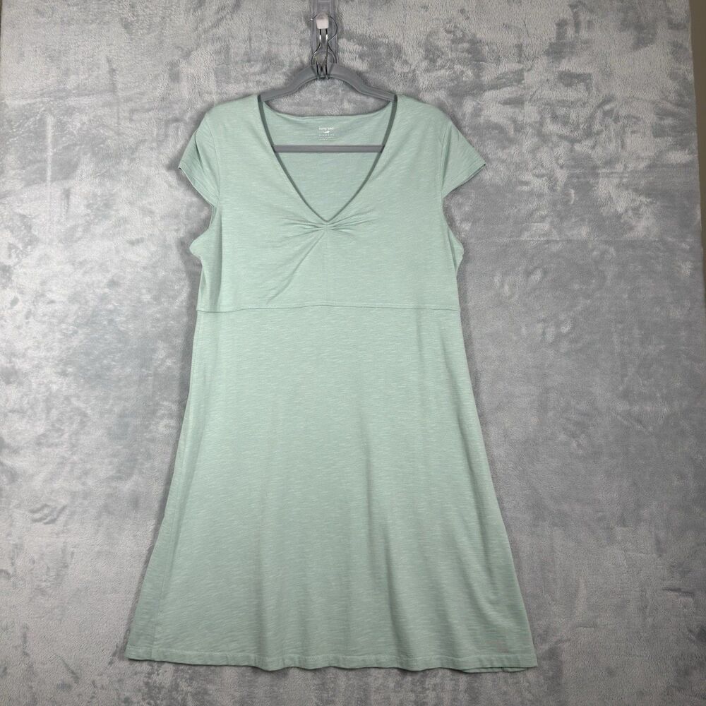 Toad & Co Womens Rosemarie Dress Green V Neck Cap Sleeve Organic Cotton Active